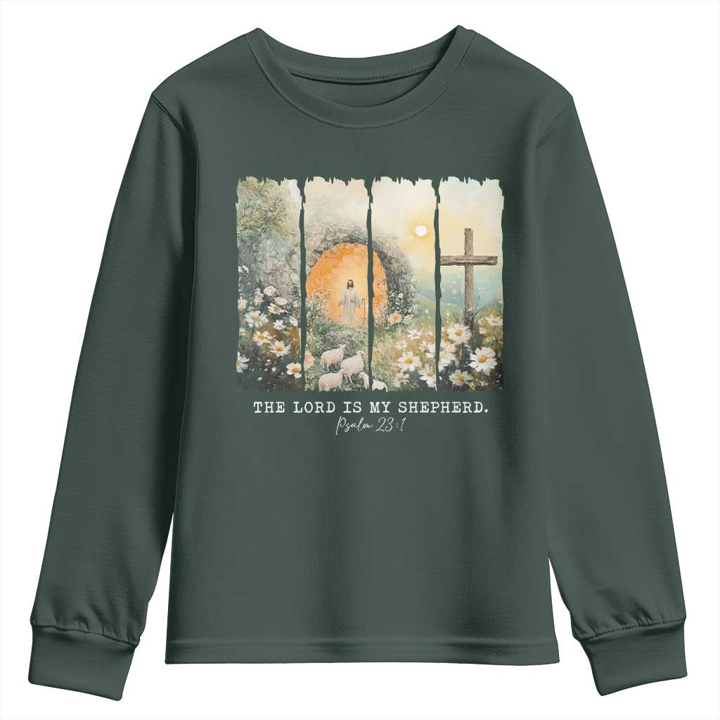 Lord Is My Shepherd Youth Sweatshirt Easter Religious Christian Cross Bible Verse