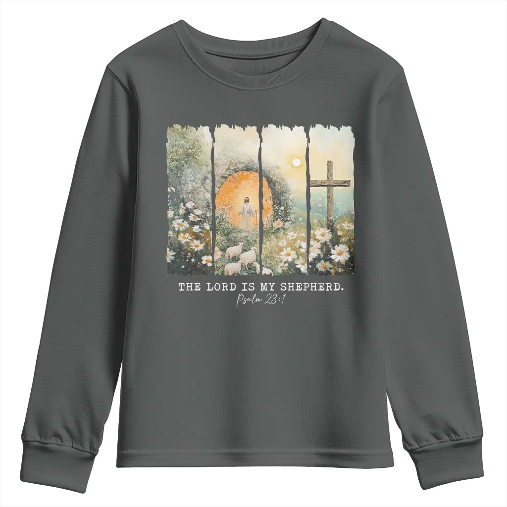 Lord Is My Shepherd Youth Sweatshirt Easter Religious Christian Cross Bible Verse