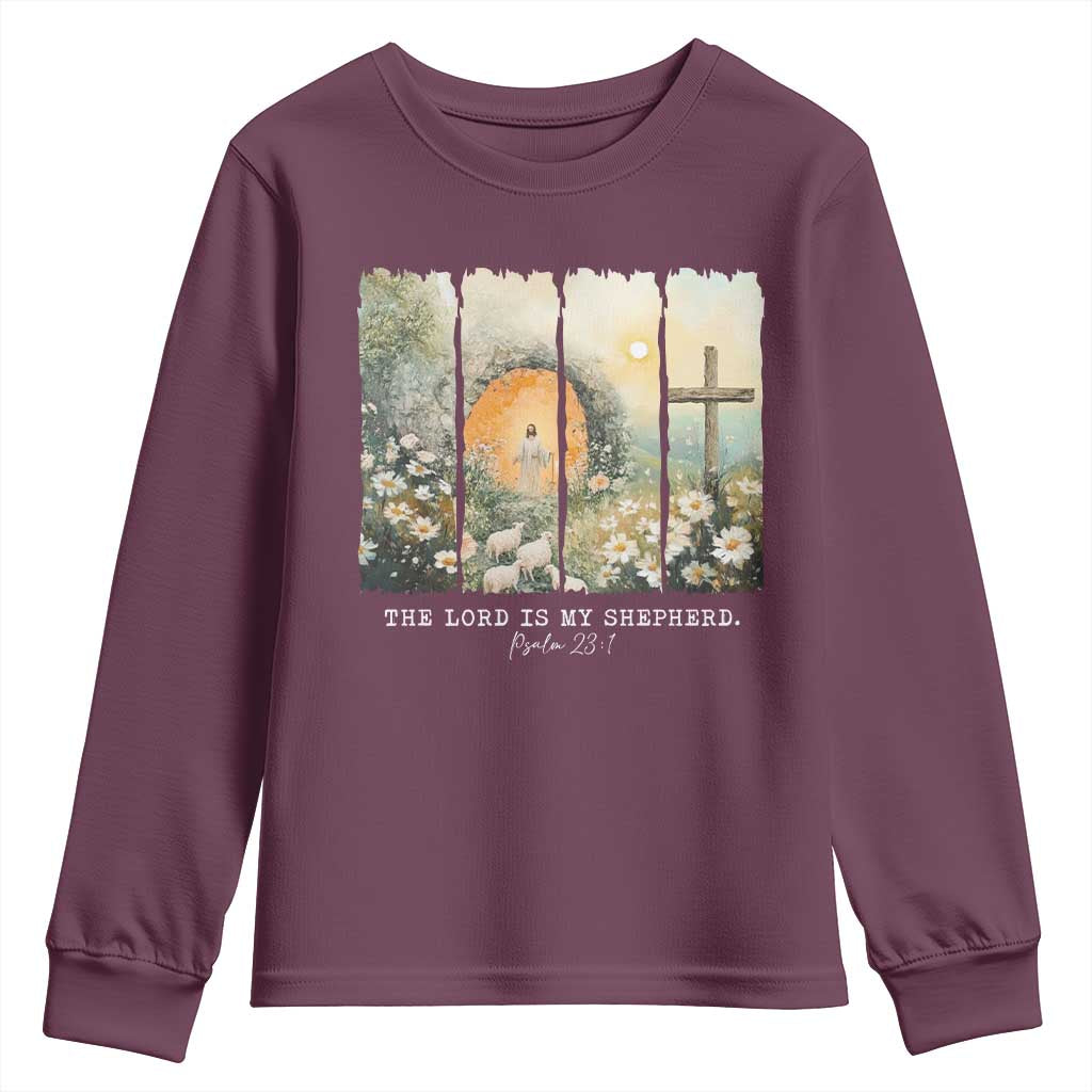 Lord Is My Shepherd Youth Sweatshirt Easter Religious Christian Cross Bible Verse