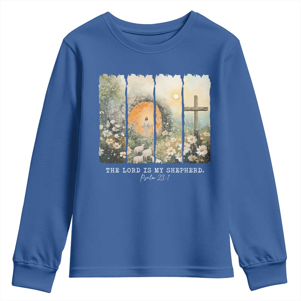 Lord Is My Shepherd Youth Sweatshirt Easter Religious Christian Cross Bible Verse