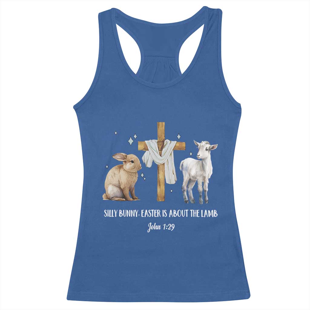 Easter Christian Racerback Tank Top Silly Rabbit Easter Is About The Lamb John 1:29