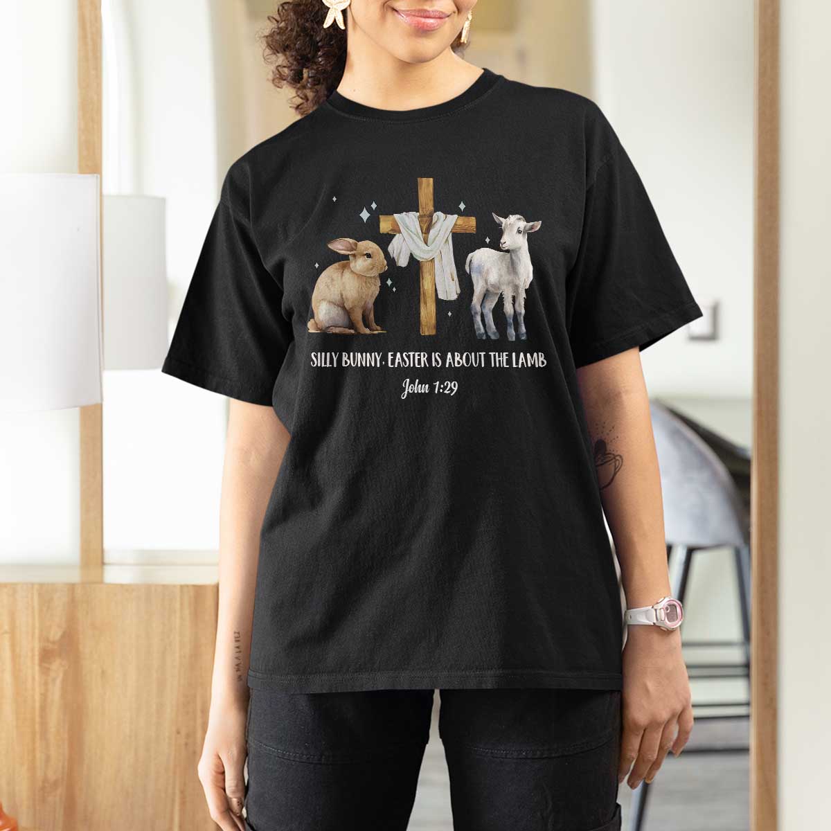 Easter Christian T Shirt For Women Silly Rabbit Easter Is About The Lamb John 1:29