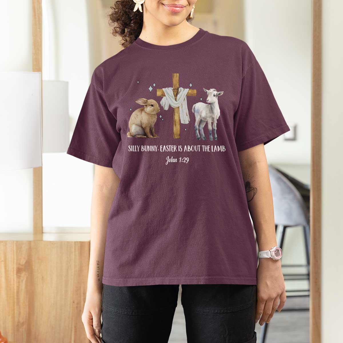 Easter Christian T Shirt For Women Silly Rabbit Easter Is About The Lamb John 1:29
