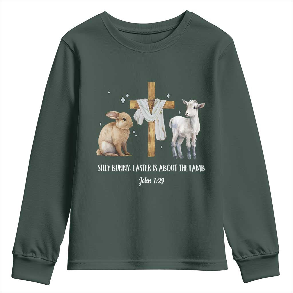 Easter Christian Youth Sweatshirt Silly Rabbit Easter Is About The Lamb John 1:29