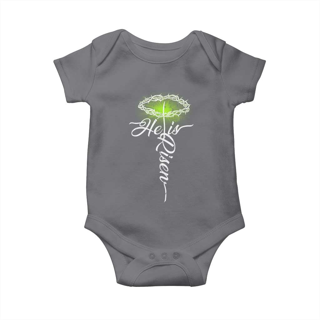 He Is Risen Baby Onesie Cross Jesus Religious Easter
