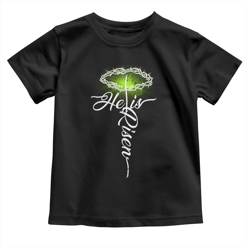 He Is Risen Toddler T Shirt Cross Jesus Religious Easter