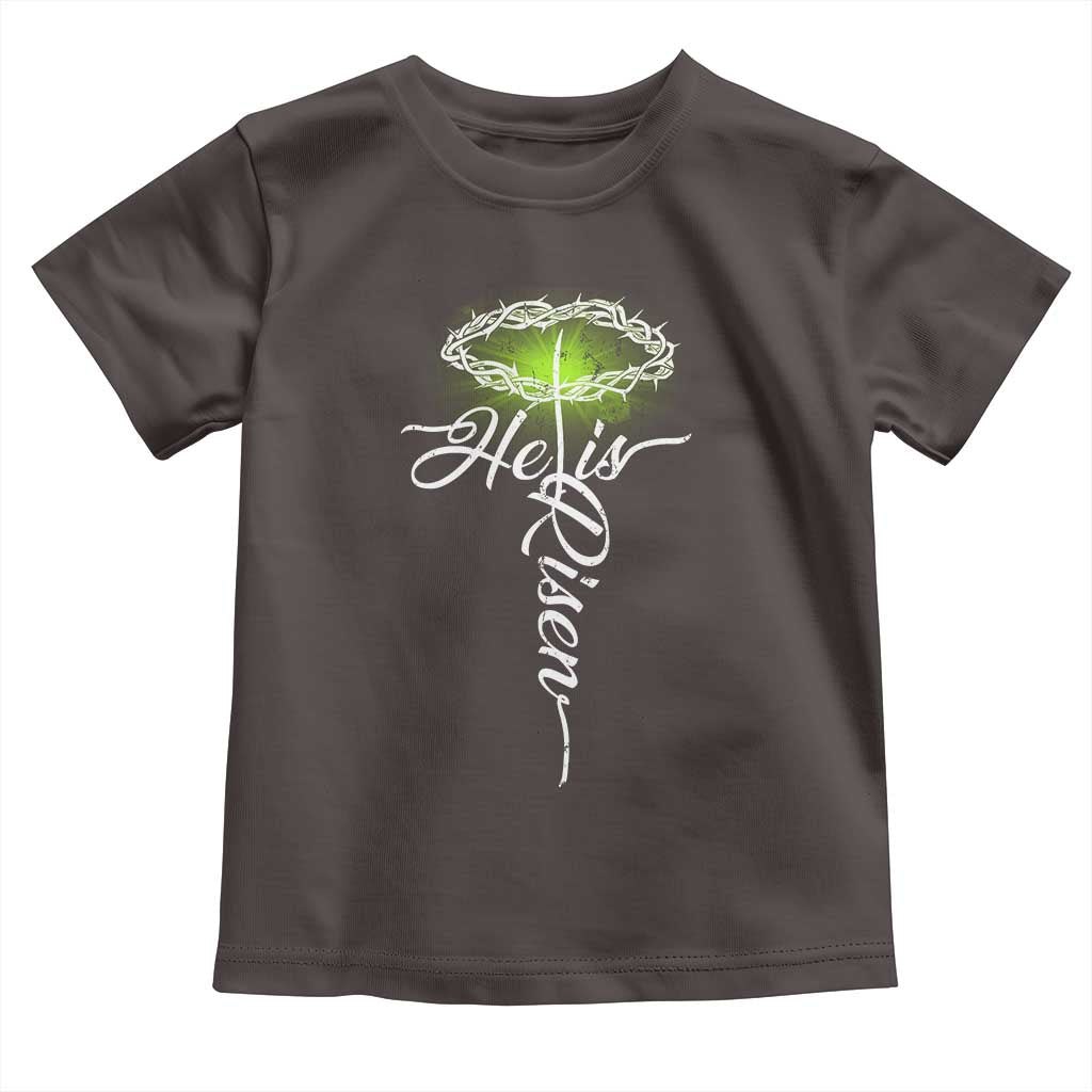He Is Risen Toddler T Shirt Cross Jesus Religious Easter