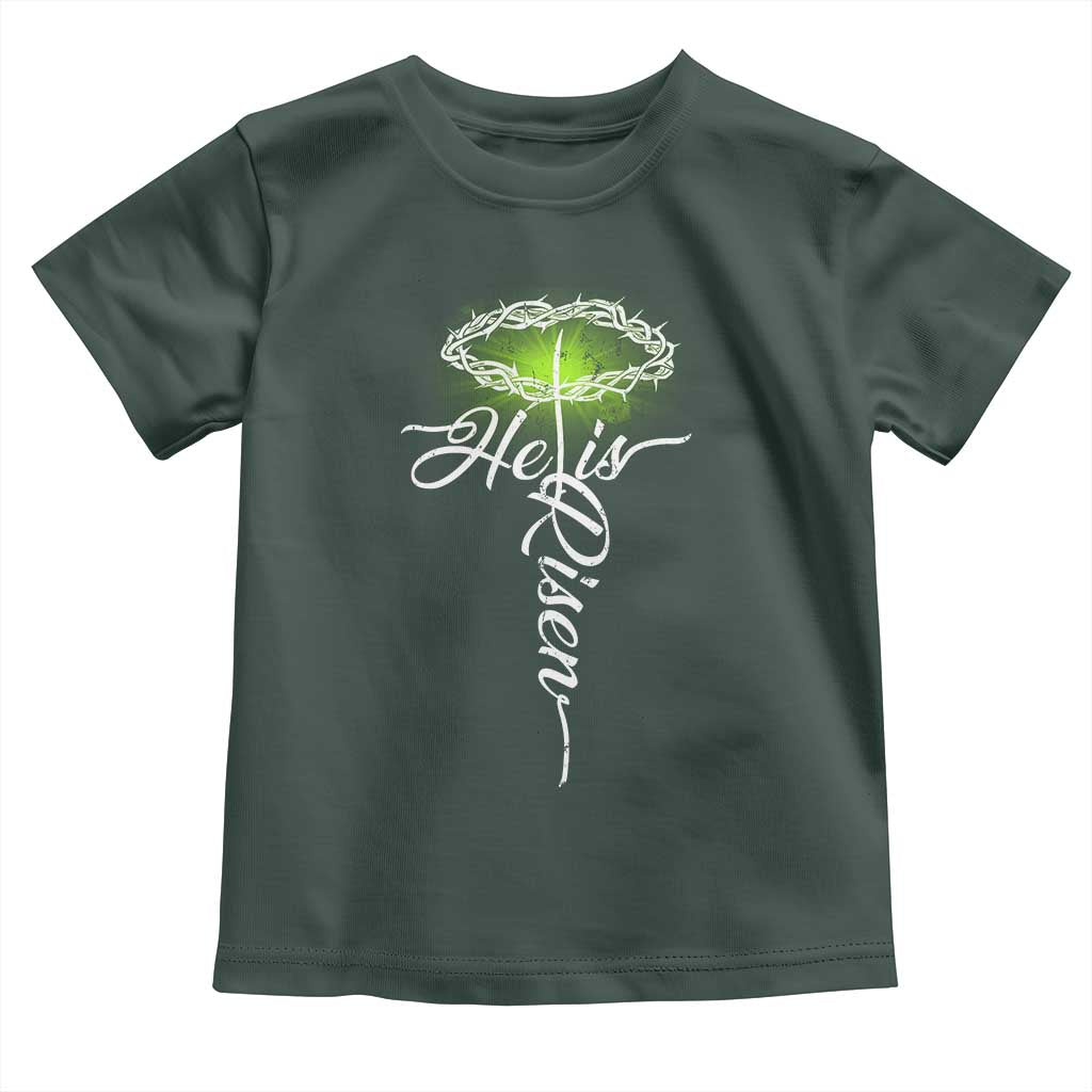 He Is Risen Toddler T Shirt Cross Jesus Religious Easter