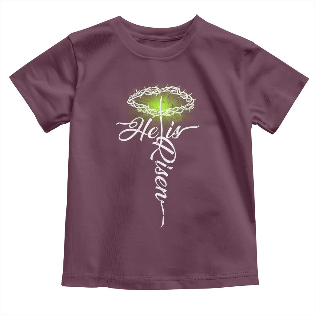 He Is Risen Toddler T Shirt Cross Jesus Religious Easter