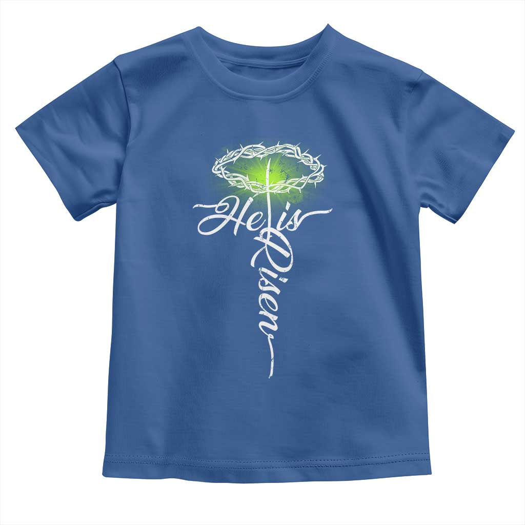He Is Risen Toddler T Shirt Cross Jesus Religious Easter