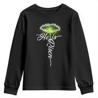 He Is Risen Youth Sweatshirt Cross Jesus Religious Easter
