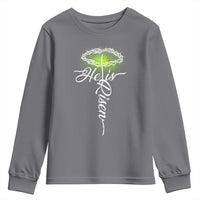 He Is Risen Youth Sweatshirt Cross Jesus Religious Easter