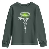 He Is Risen Youth Sweatshirt Cross Jesus Religious Easter