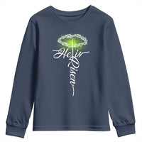 He Is Risen Youth Sweatshirt Cross Jesus Religious Easter