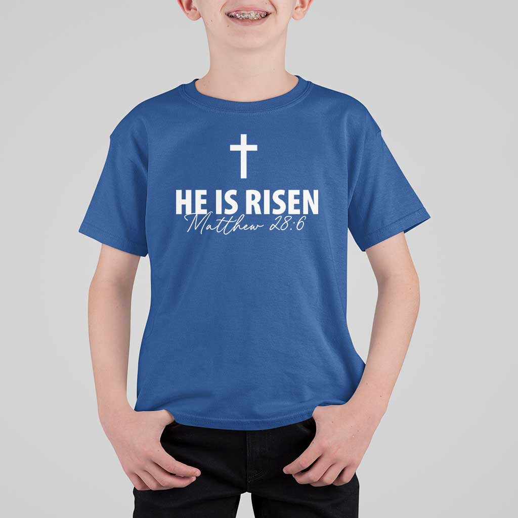 He Is Risen T Shirt For Kid Cross Christian Minimal Religious Easter Day
