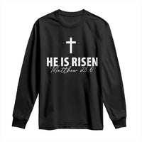He Is Risen Long Sleeve Shirt Cross Christian Minimal Religious Easter Day