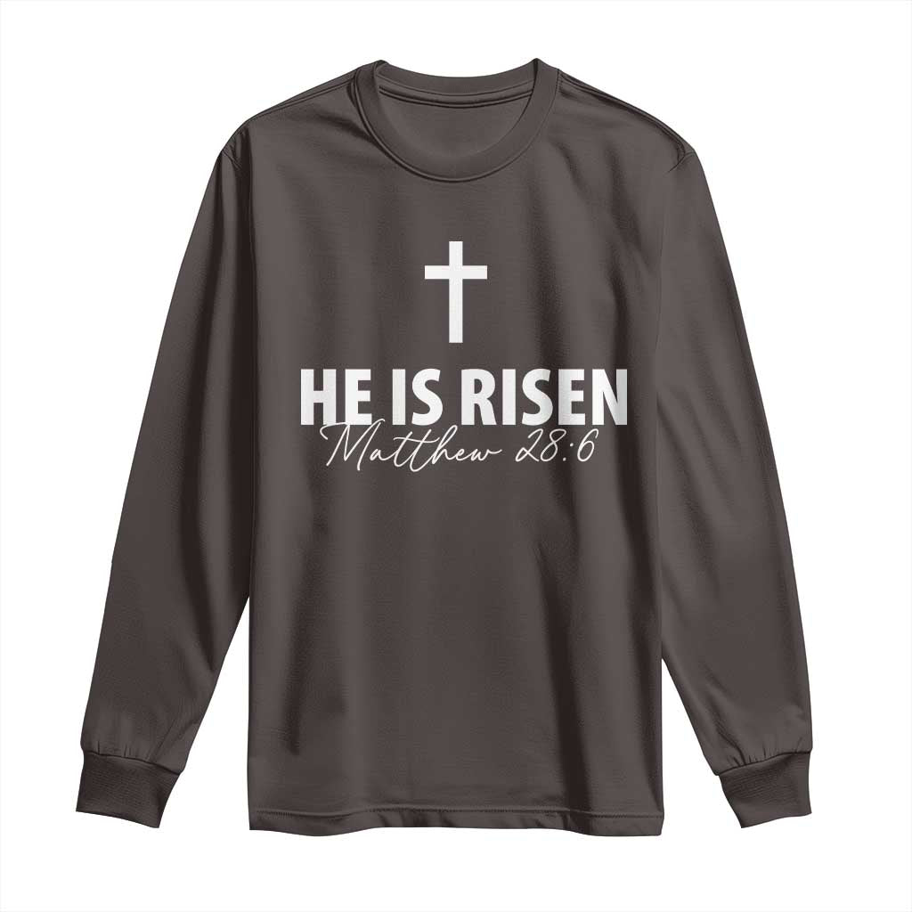 He Is Risen Long Sleeve Shirt Cross Christian Minimal Religious Easter Day