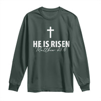 He Is Risen Long Sleeve Shirt Cross Christian Minimal Religious Easter Day