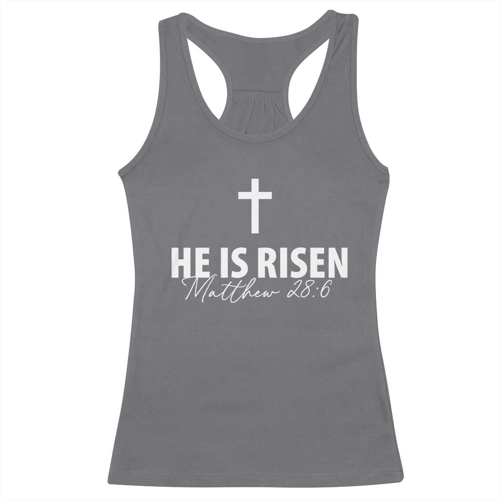 He Is Risen Racerback Tank Top Cross Christian Minimal Religious Easter Day