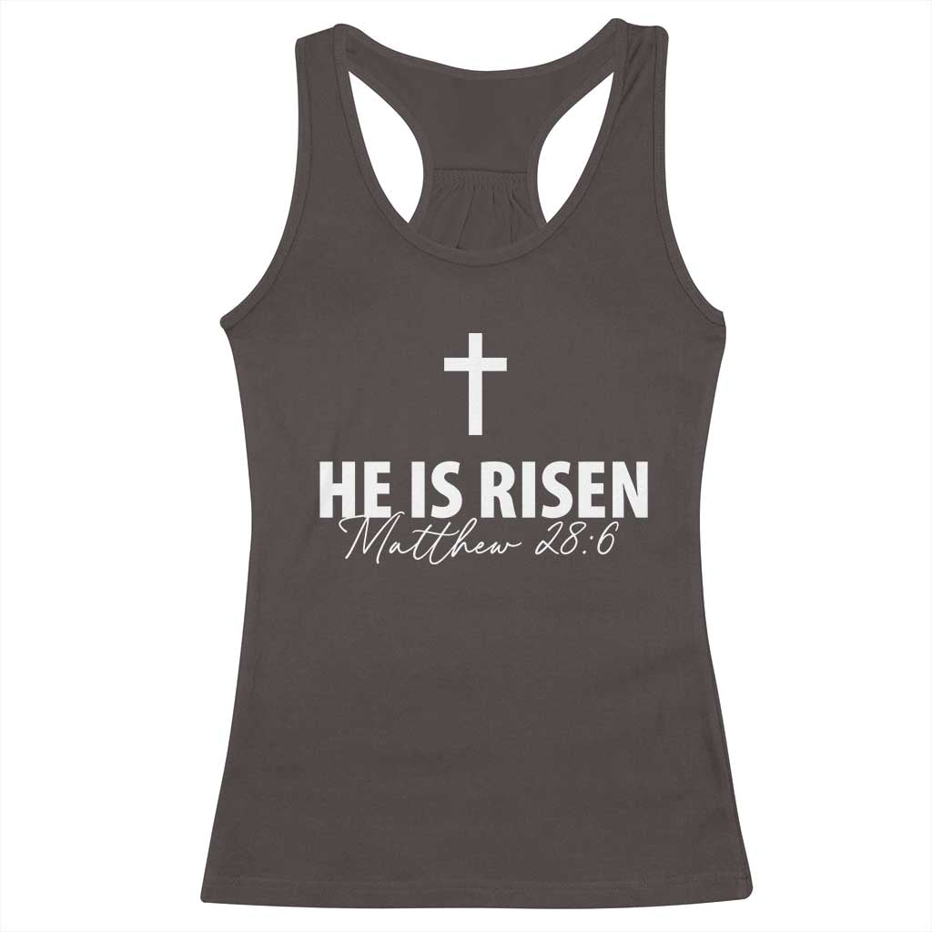 He Is Risen Racerback Tank Top Cross Christian Minimal Religious Easter Day