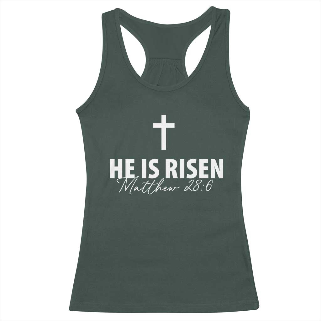 He Is Risen Racerback Tank Top Cross Christian Minimal Religious Easter Day