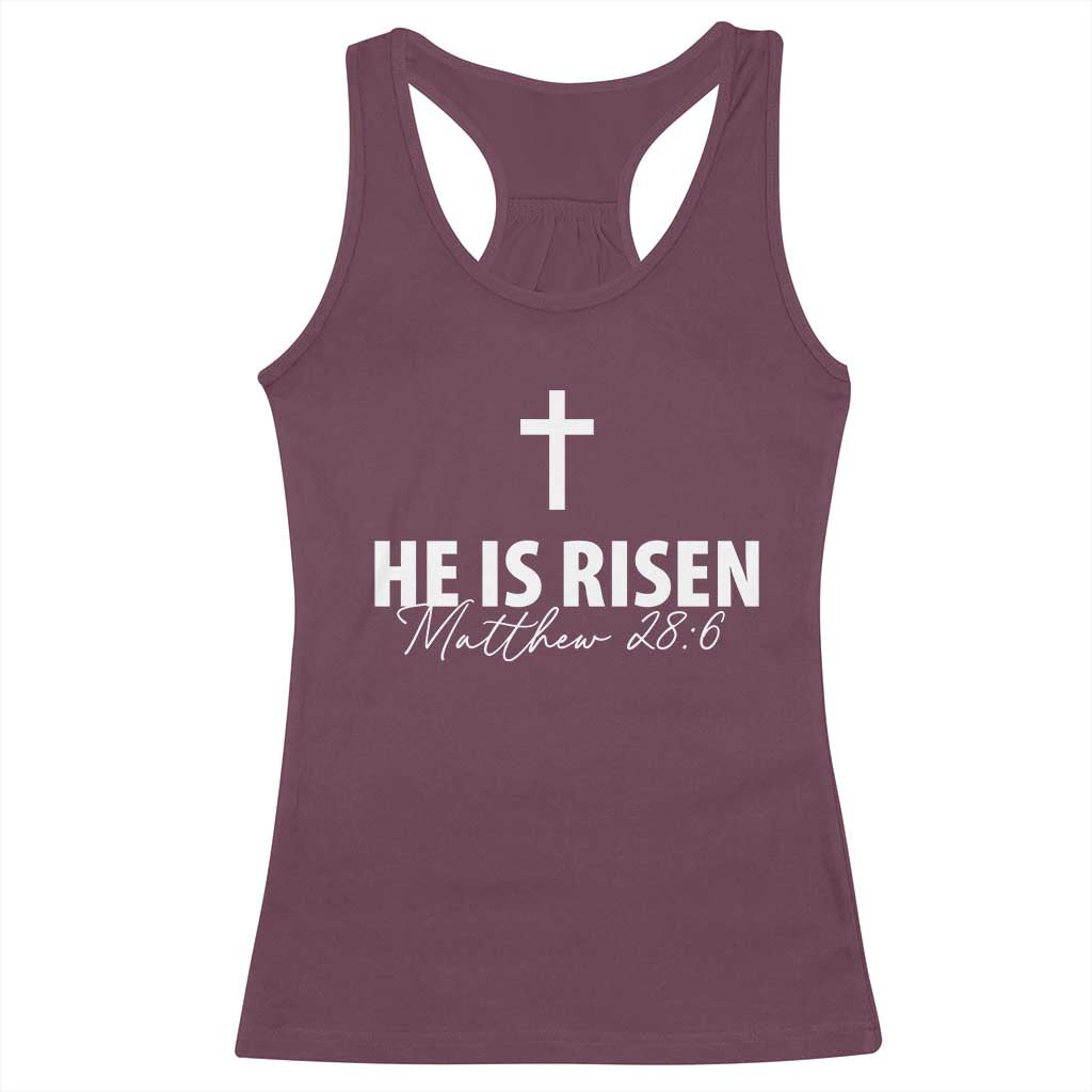 He Is Risen Racerback Tank Top Cross Christian Minimal Religious Easter Day