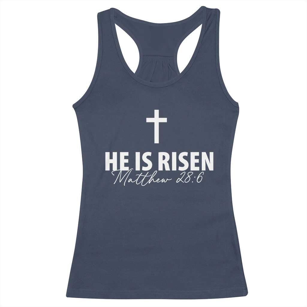 He Is Risen Racerback Tank Top Cross Christian Minimal Religious Easter Day