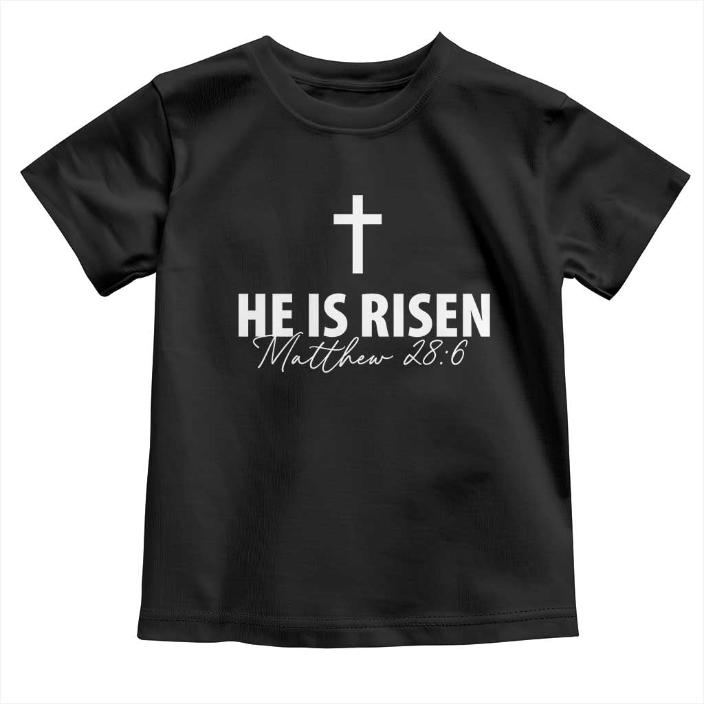 He Is Risen Toddler T Shirt Cross Christian Minimal Religious Easter Day