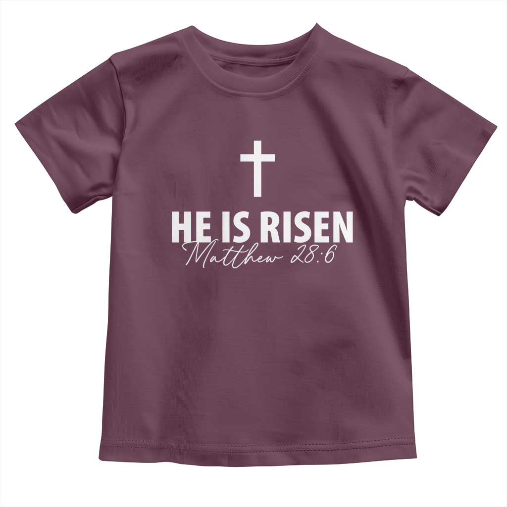 He Is Risen Toddler T Shirt Cross Christian Minimal Religious Easter Day