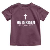 He Is Risen Toddler T Shirt Cross Christian Minimal Religious Easter Day