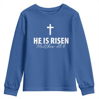 He Is Risen Youth Sweatshirt Cross Christian Minimal Religious Easter Day