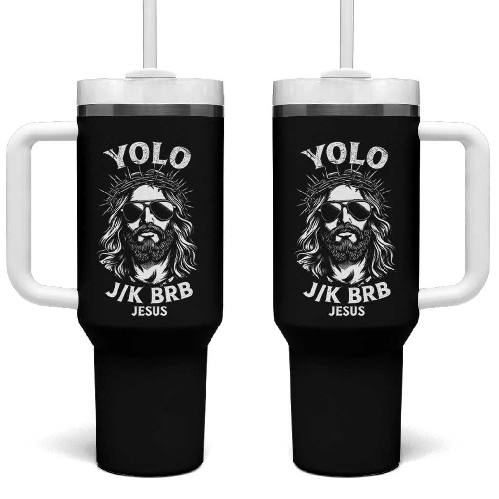 Yolo Jk BRB Jesus Tumbler With Handle Funny Easter Ressurection Christians - Wonder Print Shop