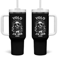 Yolo Jk BRB Jesus Tumbler With Handle Funny Easter Ressurection Christians - Wonder Print Shop