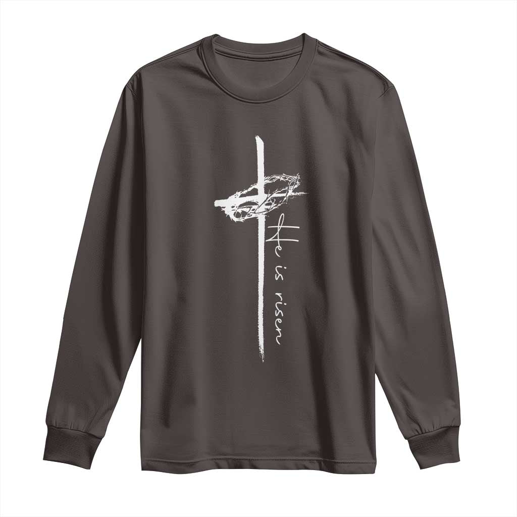 Easter Cross He Is Risen Jesus Christian Long Sleeve Shirt