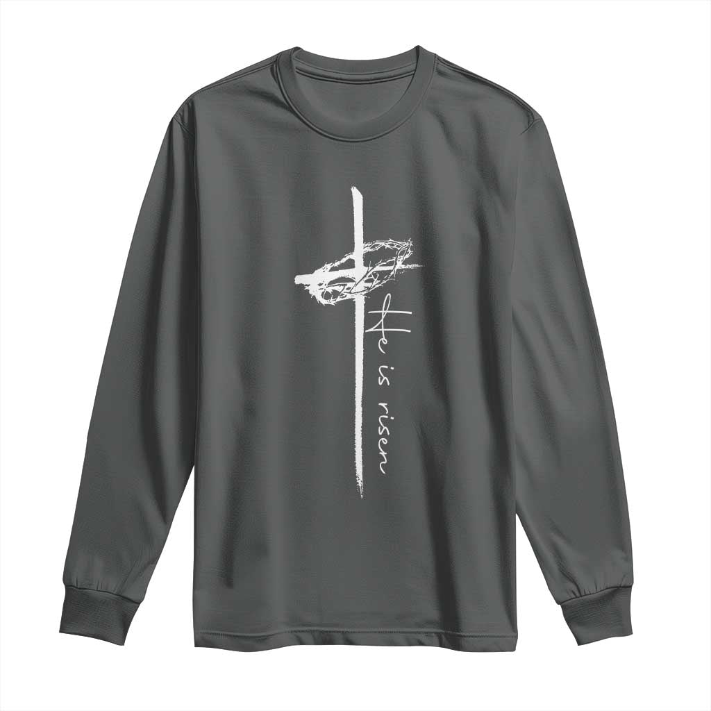 Easter Cross He Is Risen Jesus Christian Long Sleeve Shirt