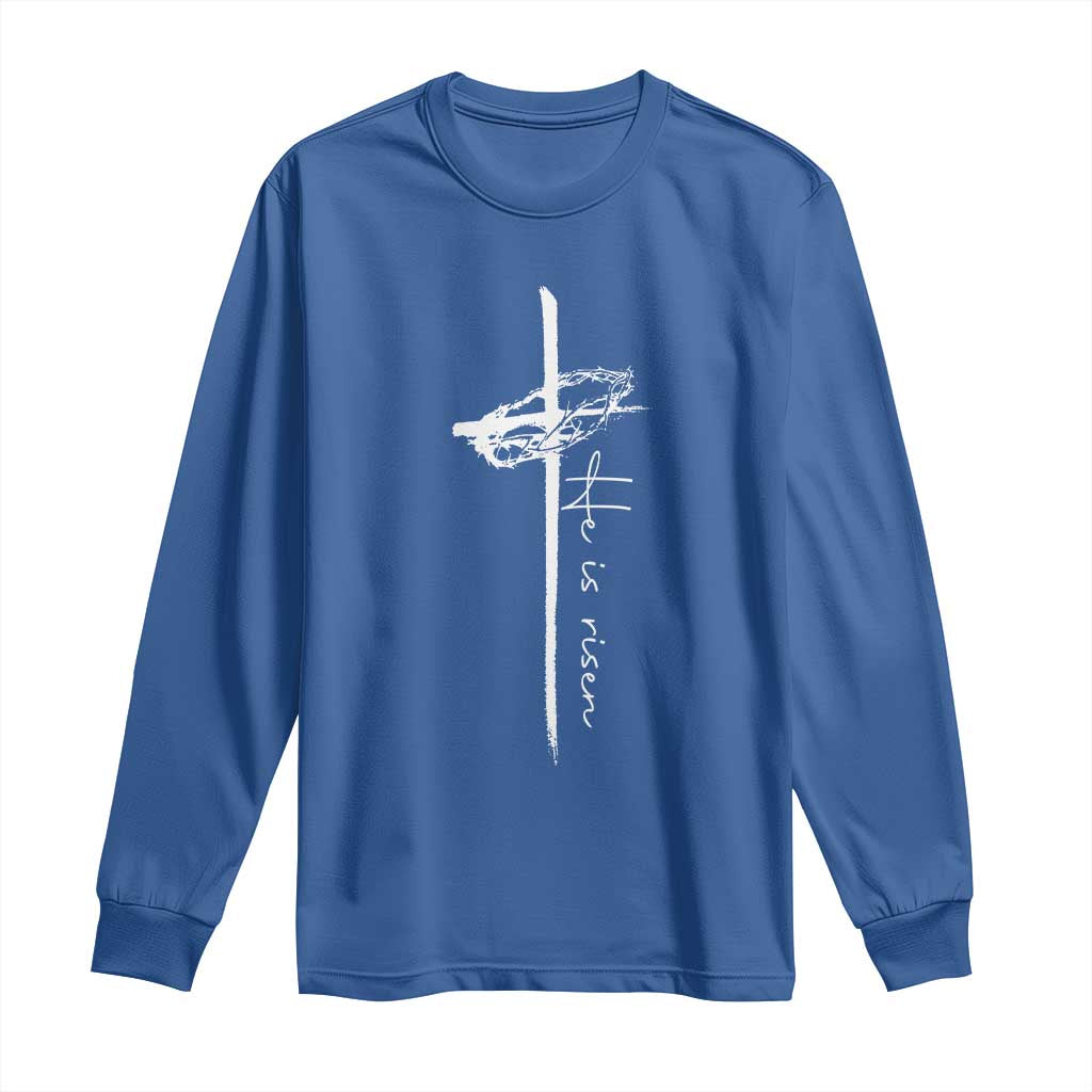 Easter Cross He Is Risen Jesus Christian Long Sleeve Shirt