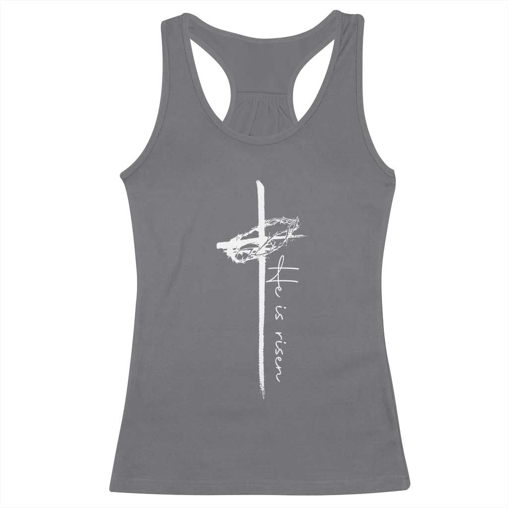 Easter Cross He Is Risen Jesus Christian Racerback Tank Top