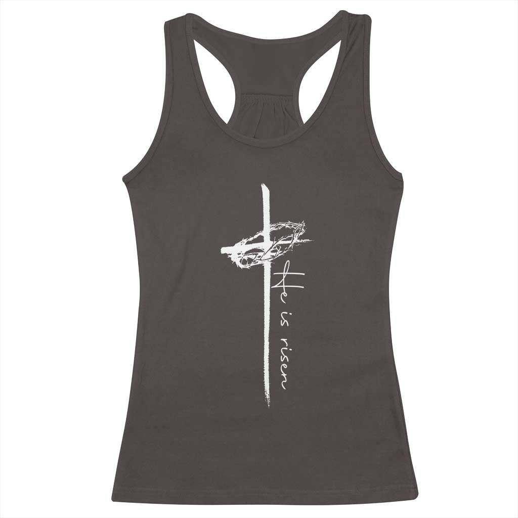 Easter Cross He Is Risen Jesus Christian Racerback Tank Top