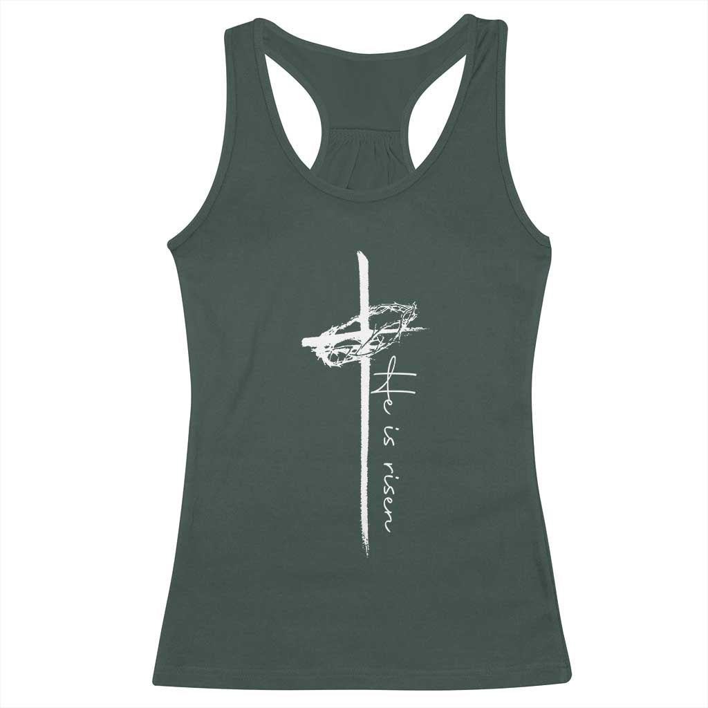 Easter Cross He Is Risen Jesus Christian Racerback Tank Top