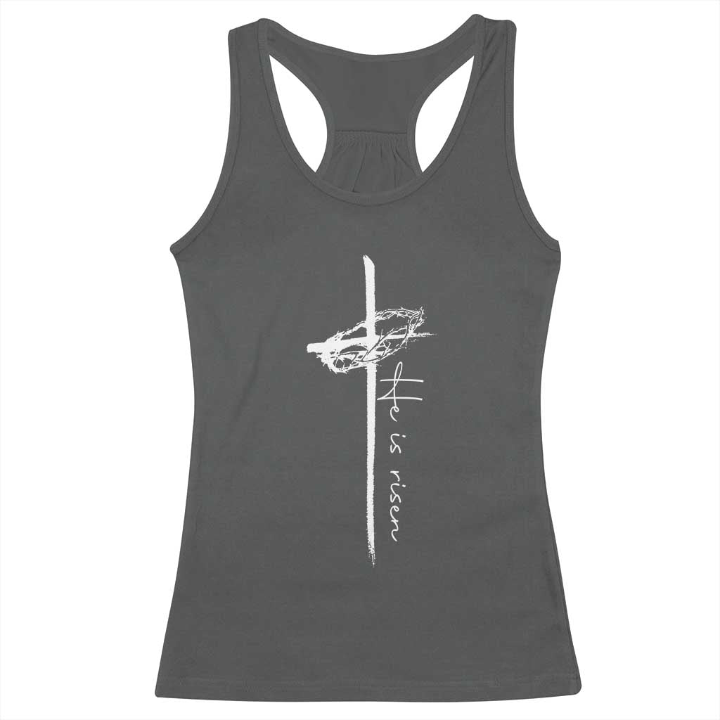 Easter Cross He Is Risen Jesus Christian Racerback Tank Top