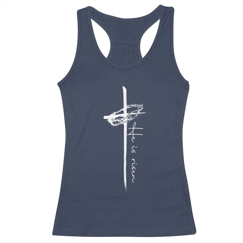 Easter Cross He Is Risen Jesus Christian Racerback Tank Top