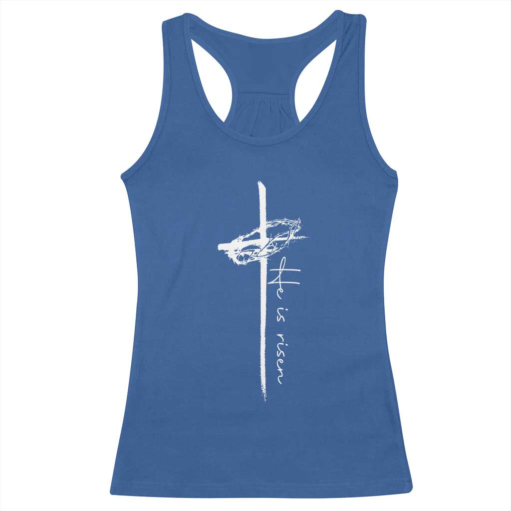 Easter Cross He Is Risen Jesus Christian Racerback Tank Top