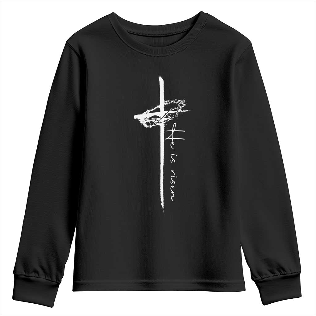Easter Cross He Is Risen Jesus Christian Youth Sweatshirt
