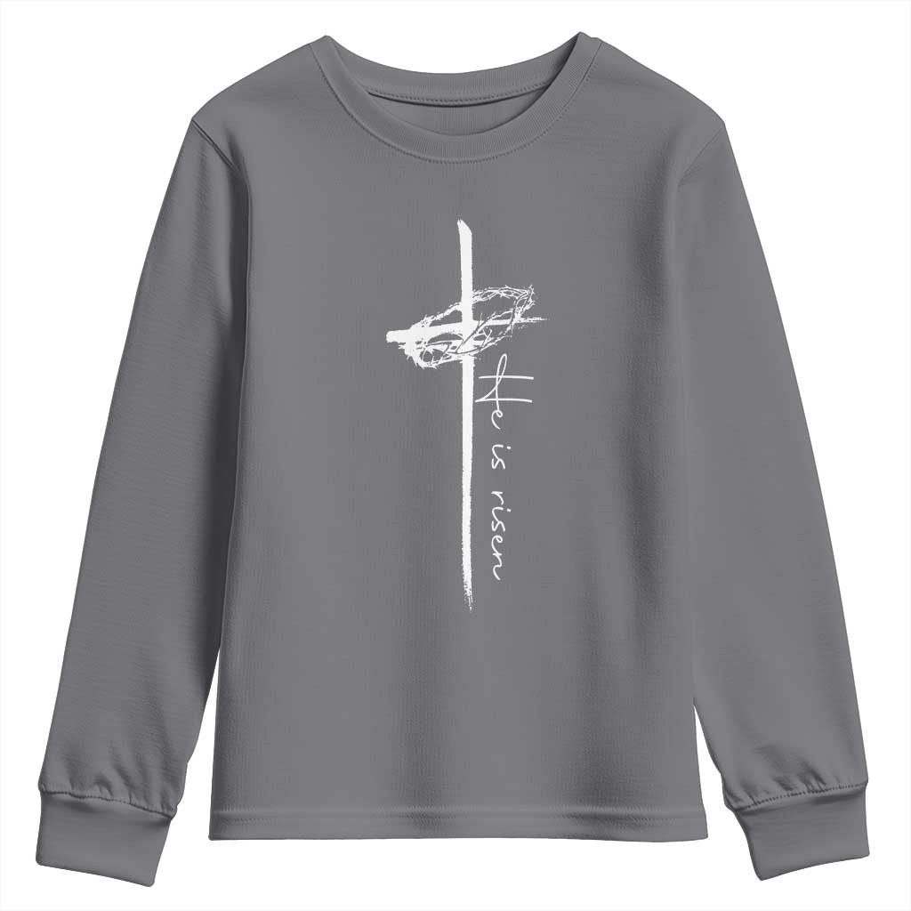 Easter Cross He Is Risen Jesus Christian Youth Sweatshirt