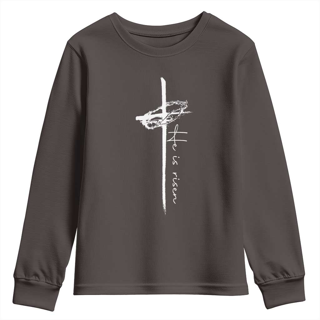 Easter Cross He Is Risen Jesus Christian Youth Sweatshirt