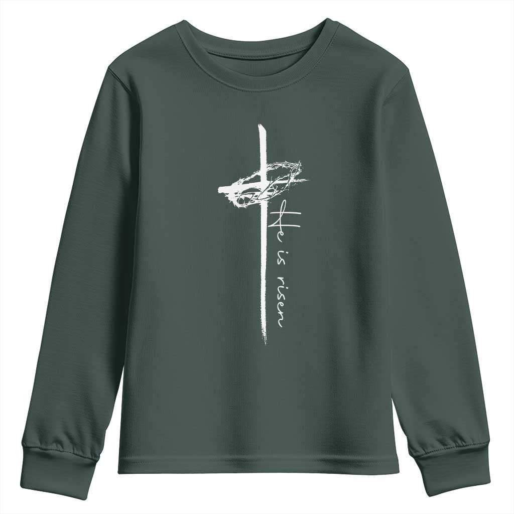 Easter Cross He Is Risen Jesus Christian Youth Sweatshirt