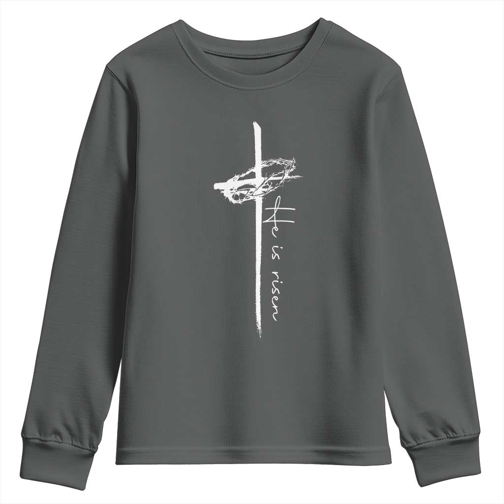 Easter Cross He Is Risen Jesus Christian Youth Sweatshirt