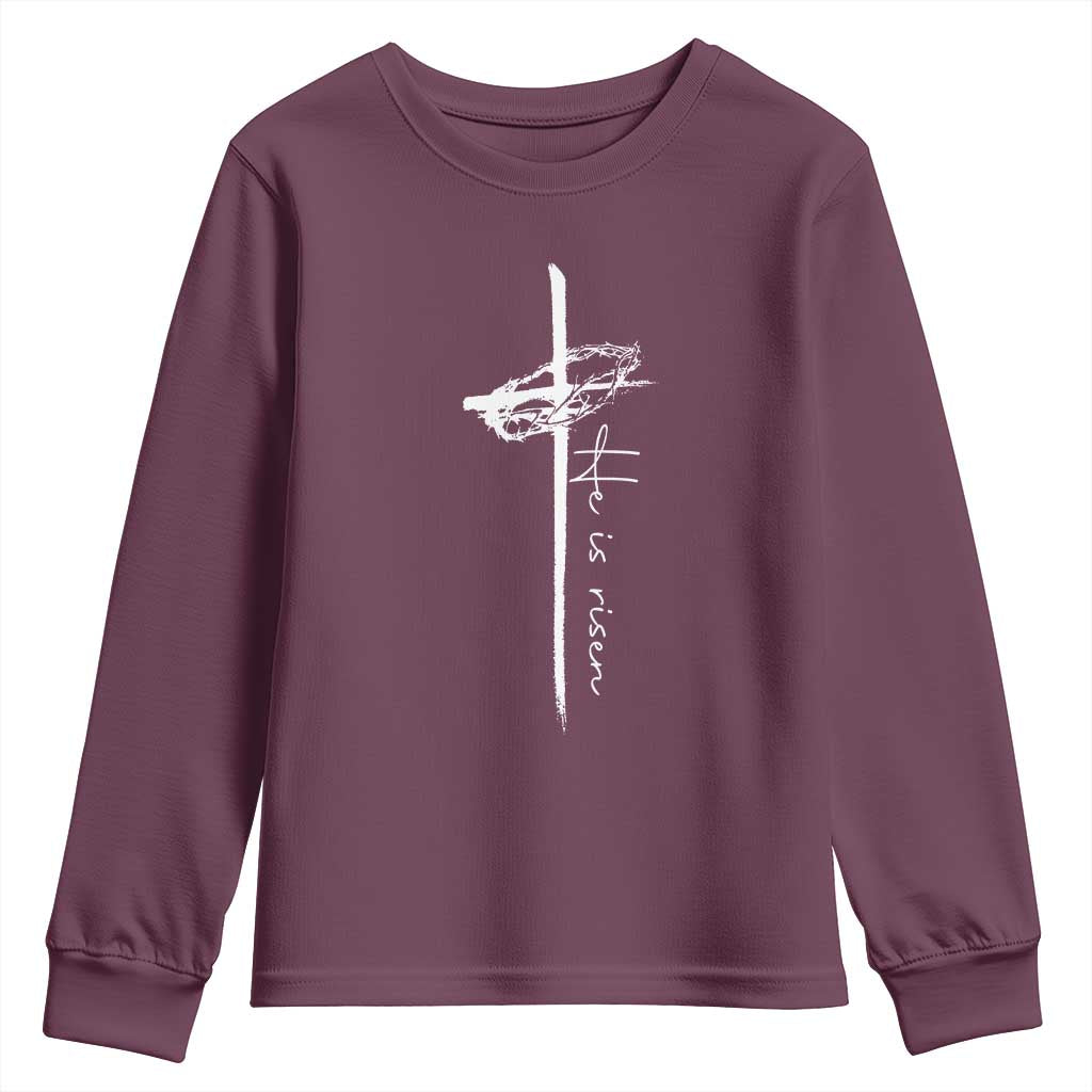 Easter Cross He Is Risen Jesus Christian Youth Sweatshirt