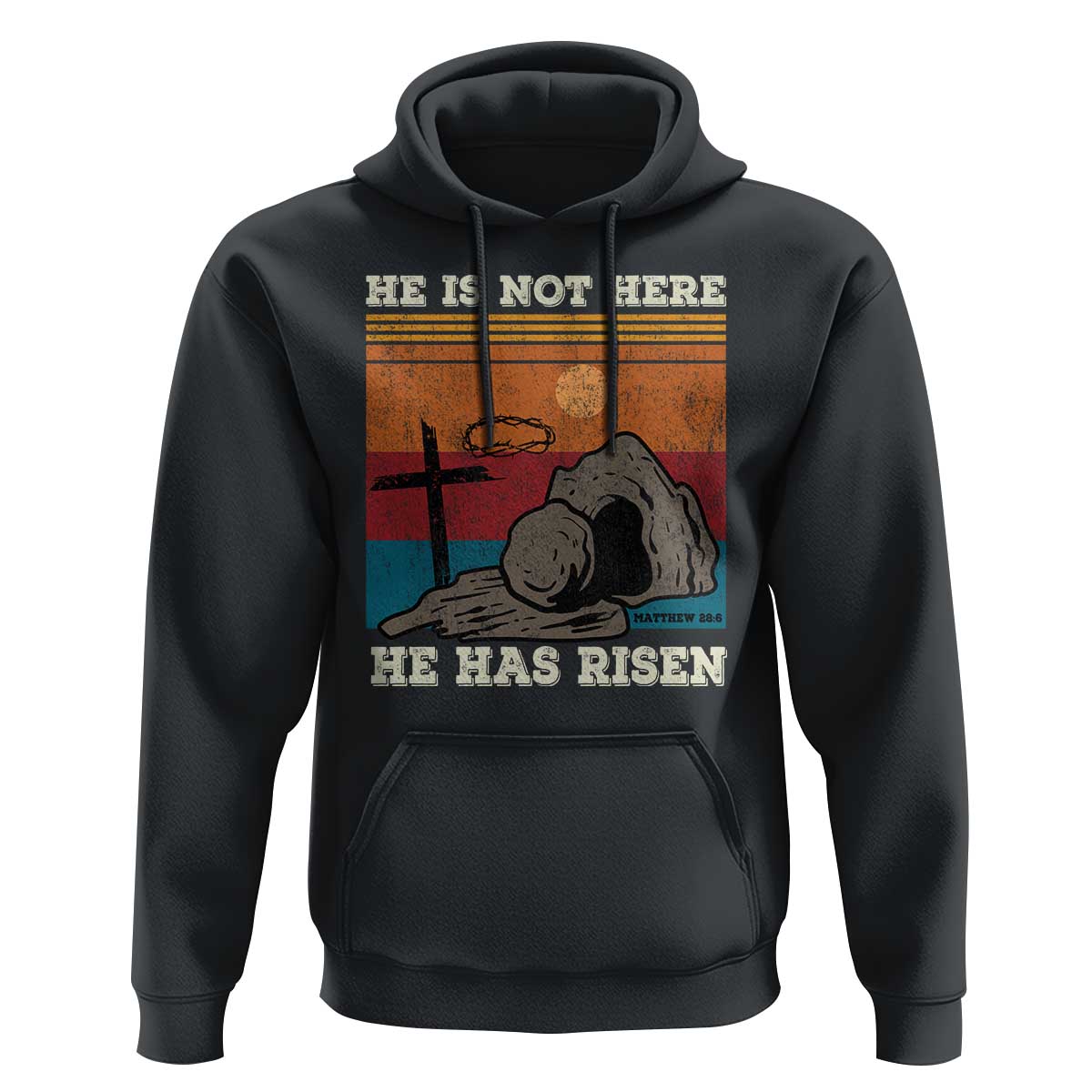 Jesus He is Risen Hoodie Matthew 28:6 Vintage Christian Easter