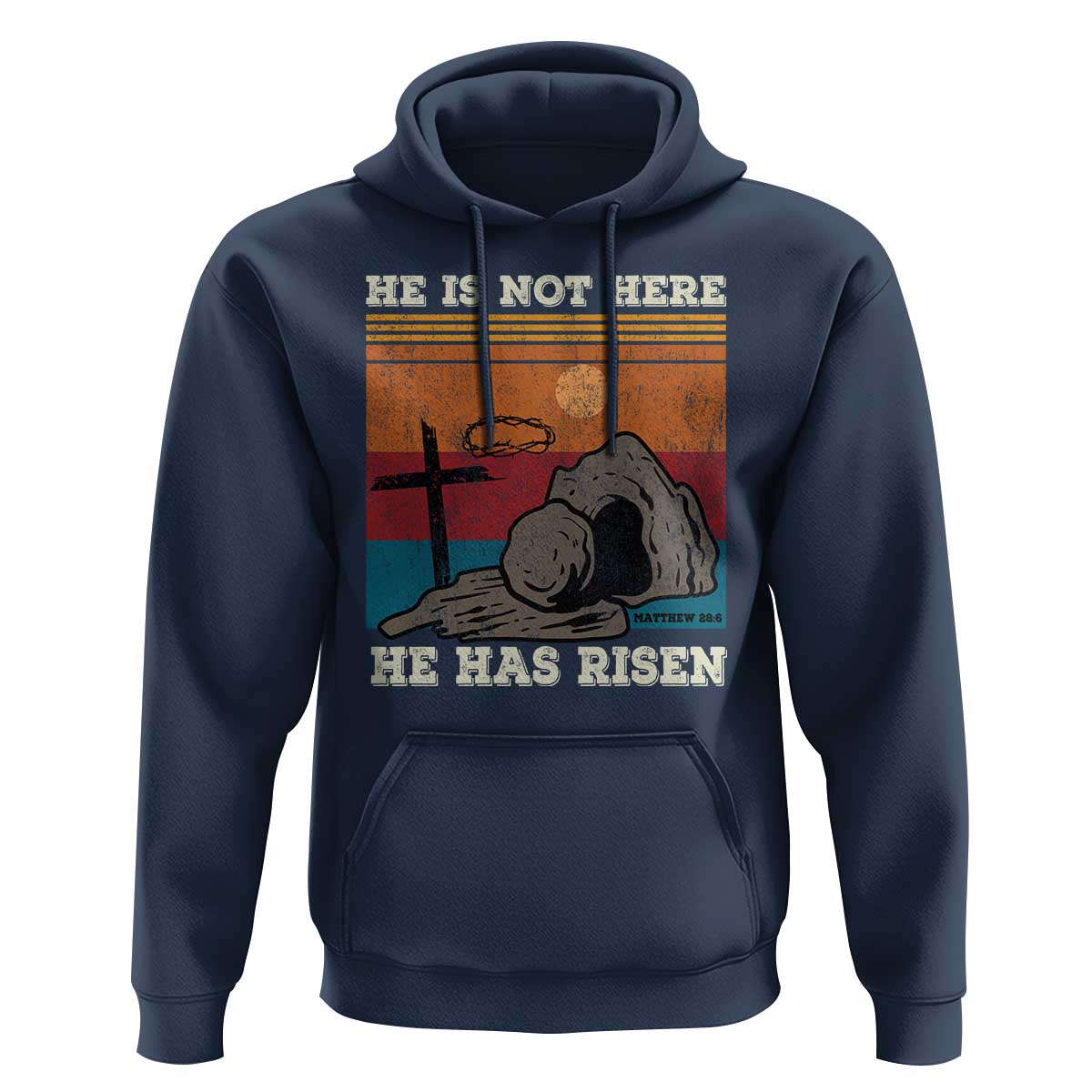 Jesus He is Risen Hoodie Matthew 28:6 Vintage Christian Easter